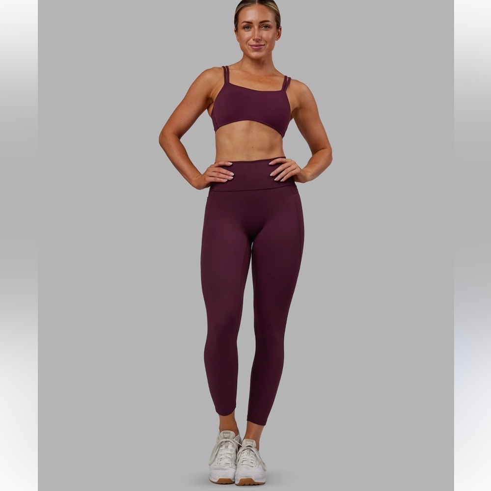 LSKD Women's Maroon Sports Bra and tights - New Athleticism Wear - OS